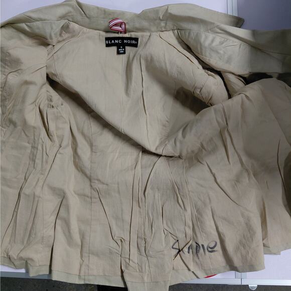 Blanc Noir Womens Cropped Linen Safari Trench Coat Size Small Beige Jacket NWT - Picture 10 of 11